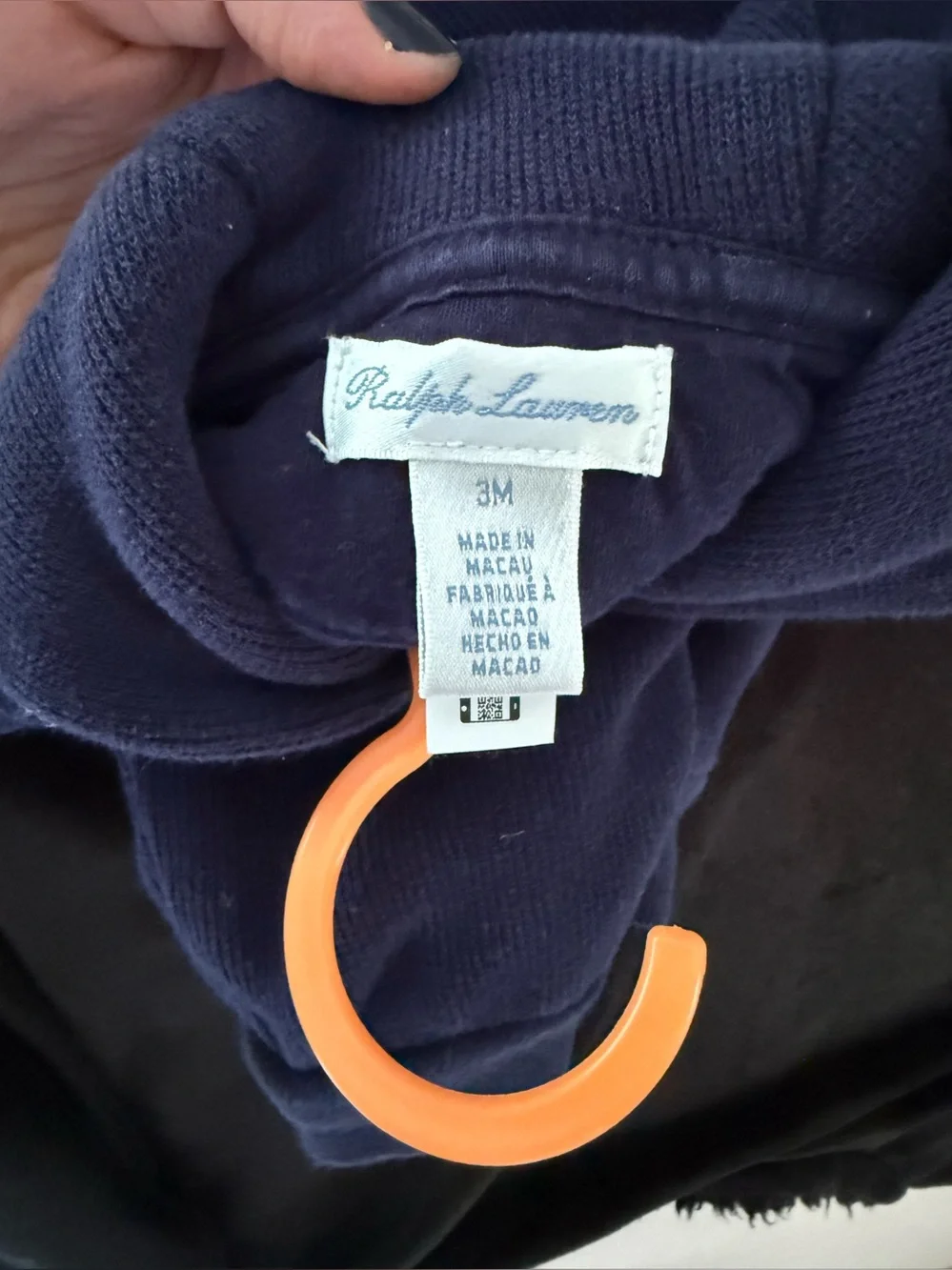 Ralph Lauren Navy Hooded One-Piece Bodysuit